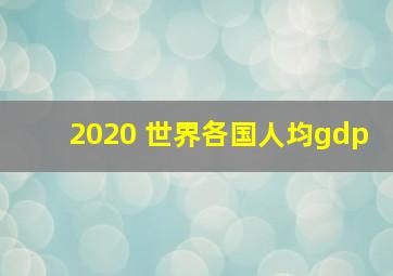 2020 世界各国人均gdp